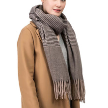 Load image into Gallery viewer, Women Oversized Grey long Scarf with Tassels