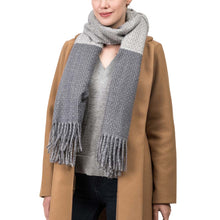 Load image into Gallery viewer, Unisex Oversized Grey long scarf Scarf with Tassels