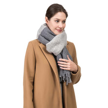 Load image into Gallery viewer, Unisex Oversized Grey long scarf Scarf with Tassels