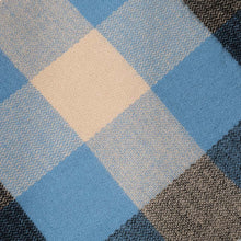 Load image into Gallery viewer, Unisex Oversized Gray/Blue and Beige Plaid Scarf with Tassels