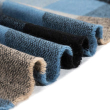 Load image into Gallery viewer, Unisex Oversized Gray/Blue and Beige Plaid Scarf with Tassels