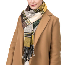 Load image into Gallery viewer, 77.5"L Unisex Fashion Multicolor Plaid Scarf with Tassel, Set of 2