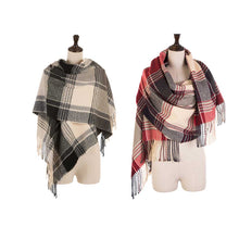 Load image into Gallery viewer, Oversized Fashion Multicolor Plaid Scarf with Tassels, Set of 2