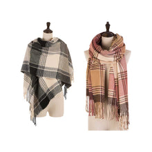 Load image into Gallery viewer, Oversized Fashion Multicolor Plaid Scarf with Tassels, Set of 2