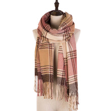 Load image into Gallery viewer, Oversized Fashion Multicolor Plaid Scarf with Tassels, Set of 2