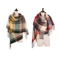 Load image into Gallery viewer, Oversized Fashion Multicolor Plaid Scarf with Tassels, Set of 2