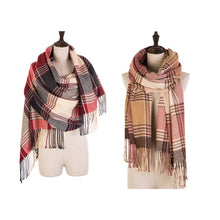 Load image into Gallery viewer, Oversized Women Fashion Multicolor Plaid Scarf with Tassels, Set of 2