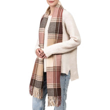 Load image into Gallery viewer, Oversized Women Fashion Multicolor Plaid Scarf with Tassels, Set of 2