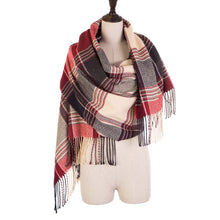 Load image into Gallery viewer, Oversized Women Fashion Multicolor Plaid Scarf with Tassels, Set of 2