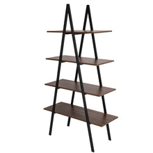 Load image into Gallery viewer, 64.57"H Brown Metal/Wooden 4-Tier Bookcases and Ladder Shelf