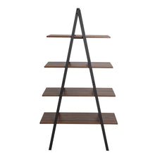 Load image into Gallery viewer, 64.57"H Brown Metal/Wooden 4-Tier Bookcases and Ladder Shelf