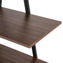 Load image into Gallery viewer, 64.57"H Brown Metal/Wooden 4-Tier Bookcases and Ladder Shelf