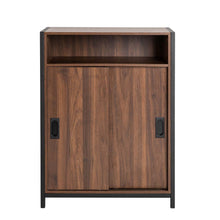Load image into Gallery viewer, 31.82"H Wooden/Metal Floor Cabinet with Double Sliding Doors