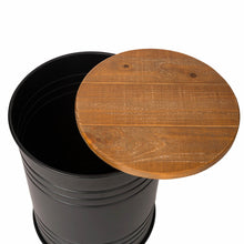 Load image into Gallery viewer, Black Metal Storage Accent Table or Stool with Solid Wood Lid - Set of 2