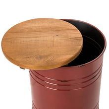 Load image into Gallery viewer, Red Metal Storage Accent Table or Stool with Solid Wood Lid, Set of 2
