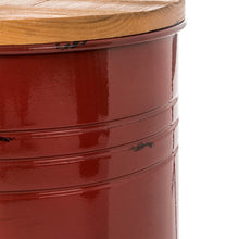 Load image into Gallery viewer, Red Metal Storage Accent Table or Stool with Solid Wood Lid, Set of 2