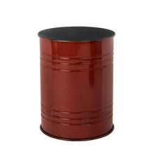 Load image into Gallery viewer, Red Metal Storage Accent Table or Stool with Solid Wood Lid, Set of 2