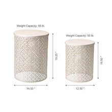 Load image into Gallery viewer, Set of 2 Cream White Metal Garden Stool or Plant Stand or Accent Table (Multi-functional)