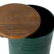Load image into Gallery viewer, Hunter Green Modern Metal Storage Accent Table or Stool with Solid Wood Lid, Set of 2