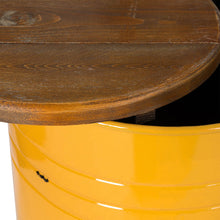 Load image into Gallery viewer, Yellow Modern Metal Storage Accent Table or Stool with Solid Wood Lid, Set of 2