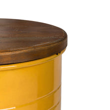 Load image into Gallery viewer, Yellow Modern Metal Storage Accent Table or Stool with Solid Wood Lid, Set of 2