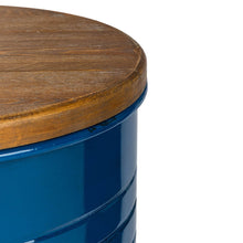 Load image into Gallery viewer, Navy Blue Modern Metal Storage Accent Table or Stool with Solid Wood Lid, Set of 2