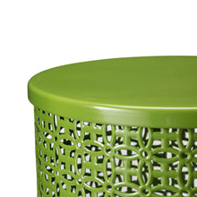 Load image into Gallery viewer, Set of 2 Green Metal Garden Stool or Plant Stand or Accent Table (Multi-functional)
