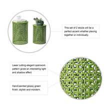 Load image into Gallery viewer, Set of 2 Green Metal Garden Stool or Plant Stand or Accent Table (Multi-functional)
