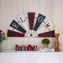 Load image into Gallery viewer, 32"L Welcome Metal Patriotic Half Wind Spinner Wall Decor
