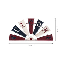 Load image into Gallery viewer, 32"L Welcome Metal Patriotic Half Wind Spinner Wall Decor