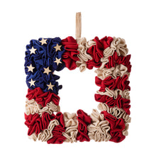 Load image into Gallery viewer, 19.25"L Americana Squared Fabric Wreath
