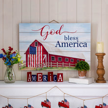 Load image into Gallery viewer, 30"L God Bless America Sign Wooden Wall/Hanging Decor