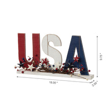 Load image into Gallery viewer, 18"L Wooden Patriotic USA Table Decor