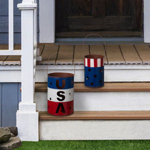 Load image into Gallery viewer, Metal Patriotic Bucket Lantern, Set of 2