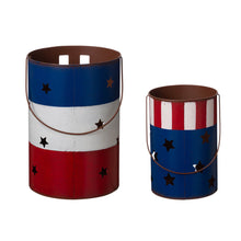 Load image into Gallery viewer, Metal Patriotic Bucket Lantern, Set of 2