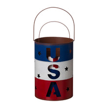 Load image into Gallery viewer, Metal Patriotic Bucket Lantern, Set of 2