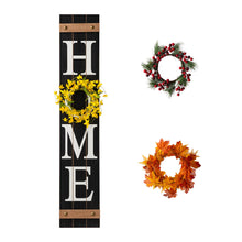Load image into Gallery viewer, 42"H Wooden Black HOME Porch Sign With 3 Interchangeable Wreathes(Spring/Fall/Christmas)