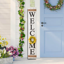 Load image into Gallery viewer, 60"H Wooden White WELCOME Porch Sign With 4 Interchangeable Wreathes(Spring/Patriotic/Fall/Christmas)