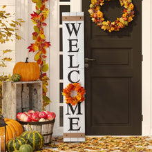 Load image into Gallery viewer, 60"H Wooden White WELCOME Porch Sign With 4 Interchangeable Wreathes(Spring/Patriotic/Fall/Christmas)