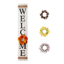 Load image into Gallery viewer, 60"H Wooden White WELCOME Porch Sign With 4 Interchangeable Wreathes(Spring/Patriotic/Fall/Christmas)