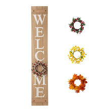 Load image into Gallery viewer, 60"H Wooden Brown WELCOME Porch Sign With 4 Interchangeable Wreathes(Spring/Patriotic/Fall/Christmas)
