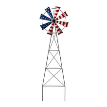 Load image into Gallery viewer, 41.25"H Stars and Stripes Metal Wind Spinner Yard Stake or Wall décor