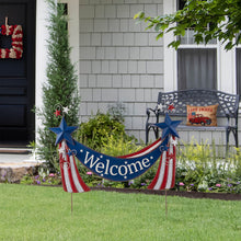 Load image into Gallery viewer, 36"L Welcome Metal Stars and Stripes Yard Stake