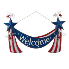 Load image into Gallery viewer, 36"L Welcome Metal Stars and Stripes Yard Stake