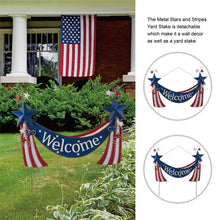 Load image into Gallery viewer, 36"L Welcome Metal Stars and Stripes Yard Stake