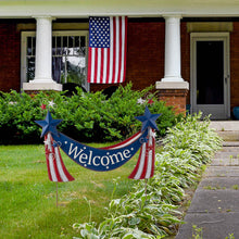 Load image into Gallery viewer, 36"L Welcome Metal Stars and Stripes Yard Stake