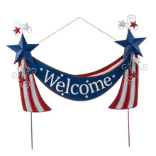 Load image into Gallery viewer, 36"L Welcome Metal Stars and Stripes Yard Stake