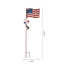 Load image into Gallery viewer, 42"H Metal American Flag Yard Stake with Solar Lights