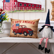 Load image into Gallery viewer, 18"L Faux Burlap Patriotic Truck Pillow