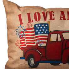 Load image into Gallery viewer, 18"L Faux Burlap Patriotic Truck Pillow